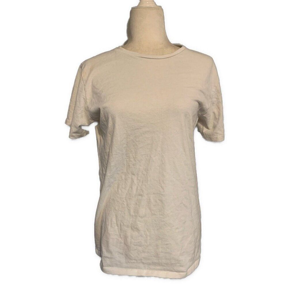 Oes California Solid White Basic Cotton Crew Neck Short Sleeve T Shirt Top S